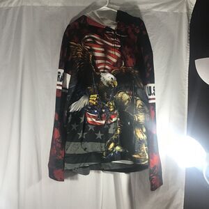 American Eagle US Veteran 3D Graphic Zip-Up Hoodie Patriotic 3XL Apparel